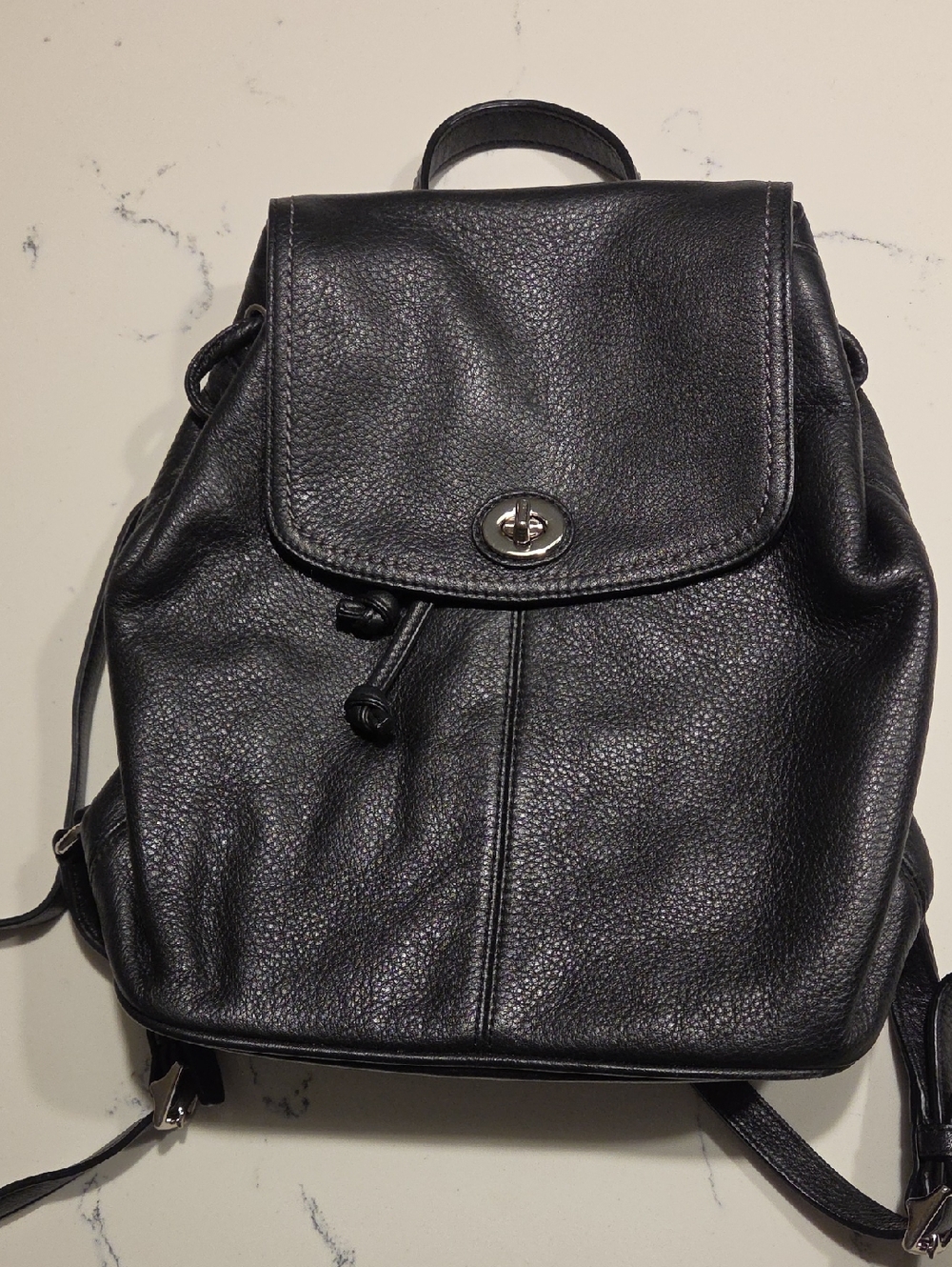 Coach Classic Black Leather Backpack Purse